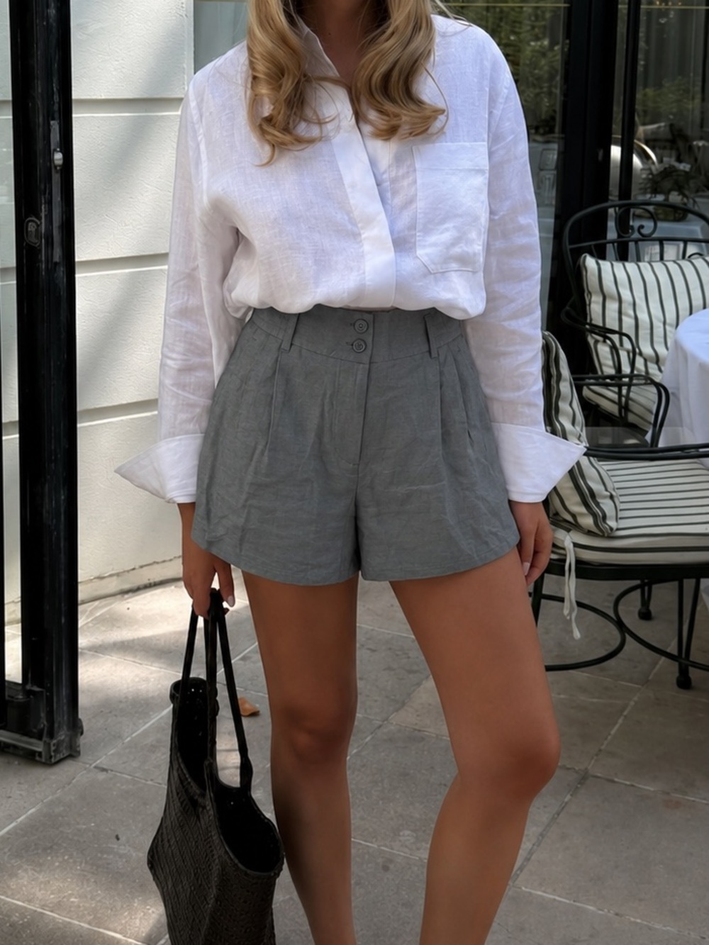 Simply Vera Vera Wang High-Waist Pleated Shorts Gray Tailored Trouser Shorts